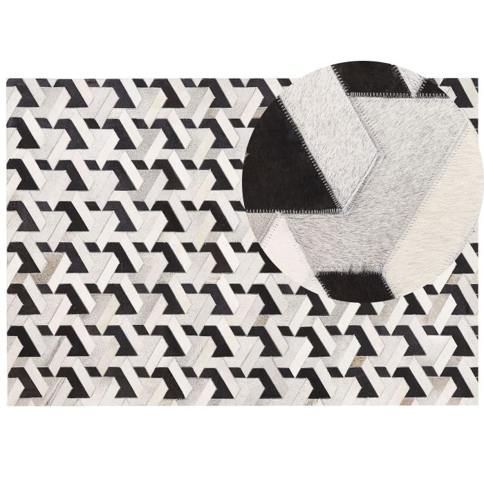Cowhide Area Rug 160x230cm Black and Grey