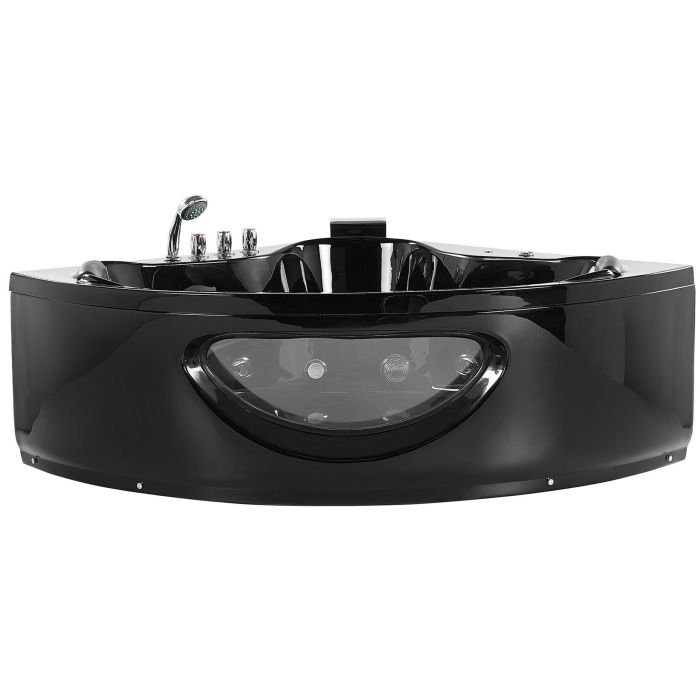 Whirlpool Corner Bath with LED 2050 x 1460 mm  Black TOCOA
