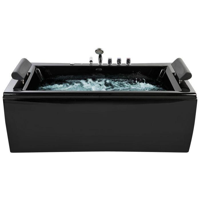 Whirlpool Bath with LED 1720 x 830 mm Black MONTEGO