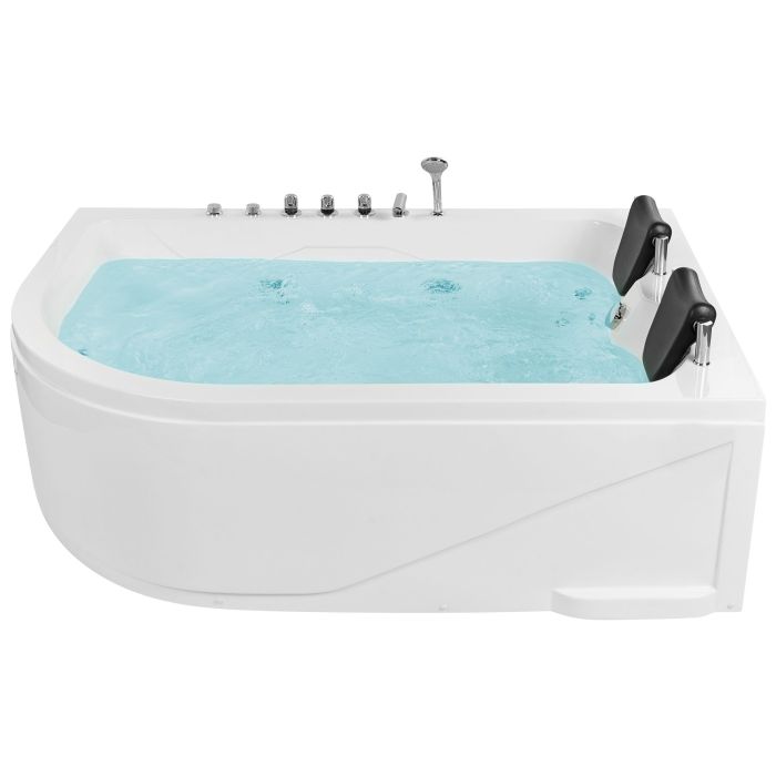 Left Hand Whirlpool Corner Bath with LED 1800 x 1200 mm White CALAMA