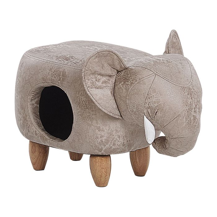 Faux Leather Storage Animal Stool Grey JUMBO
