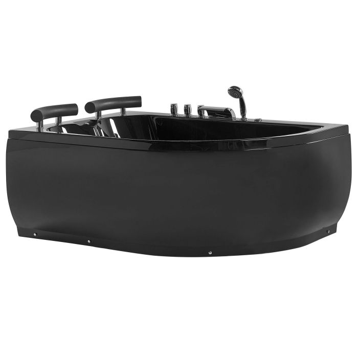 Right Hand Whirlpool Corner Bath with LED 1600 x 1130 mm Black PARADISO