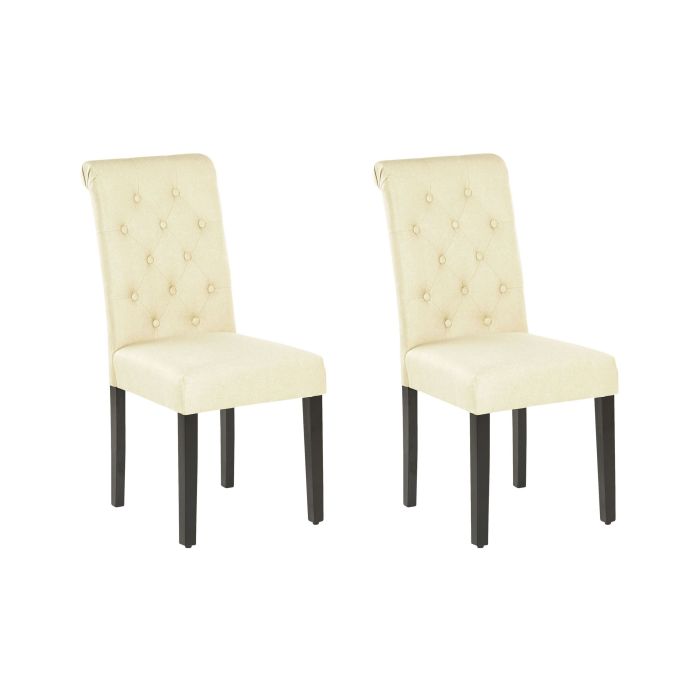 Set of 2 Fabric Dining Chairs Cream VELVA