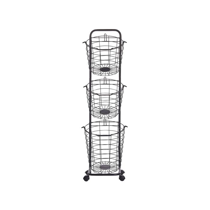 3 Tier Metal Wire Basket Stand Black