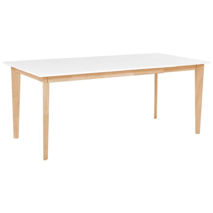 Extending Dining Table 140/180 x 90 cm White with Light Wood SOLA