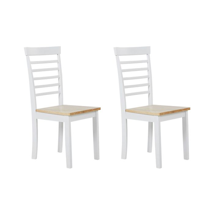 Set of 2 Wooden Dining Chairs Light Wood and White BATTERSBY