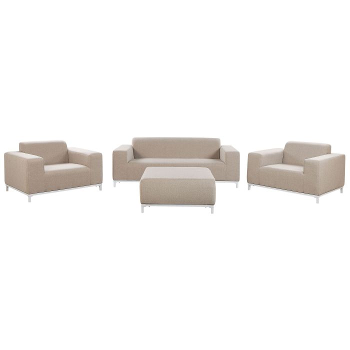 5 Seater Garden Sofa Set Beige with White ROVIGO