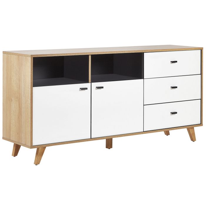 3 Drawer Sideboard Light Wood with White ILION