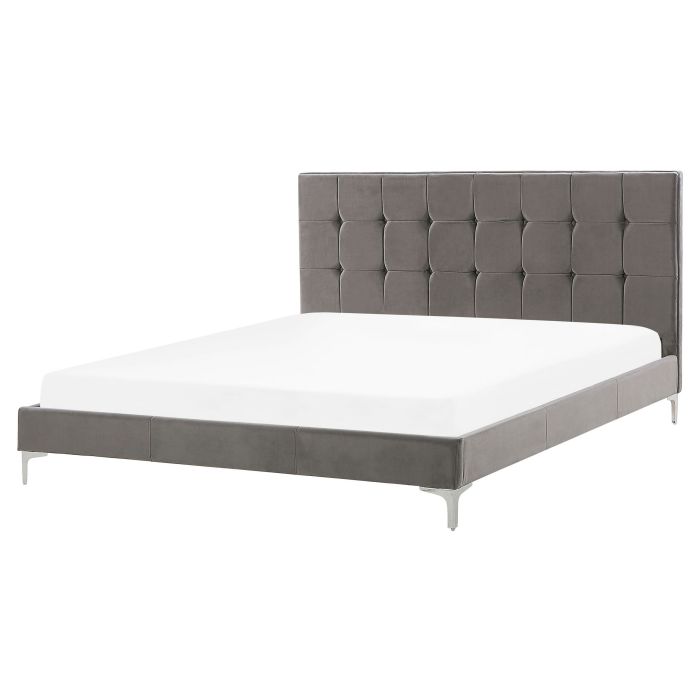 Velvet EU King Size Bed Grey AMBERT