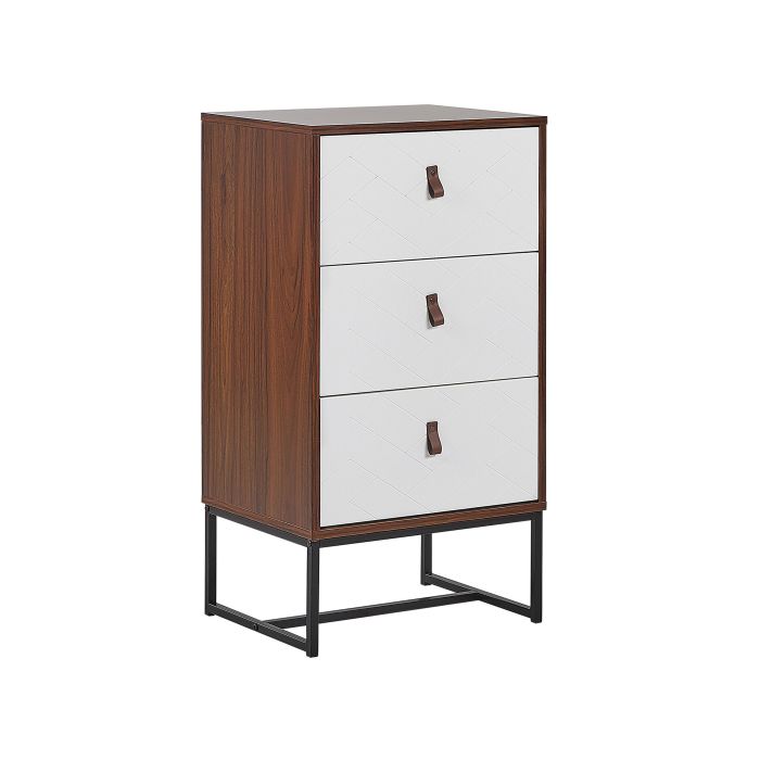 3 Drawer Chest Dark Wood with White