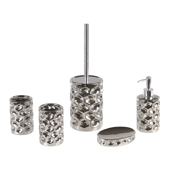 Ceramic 5-Piece Bathroom Accessories Set Silver TIRUA