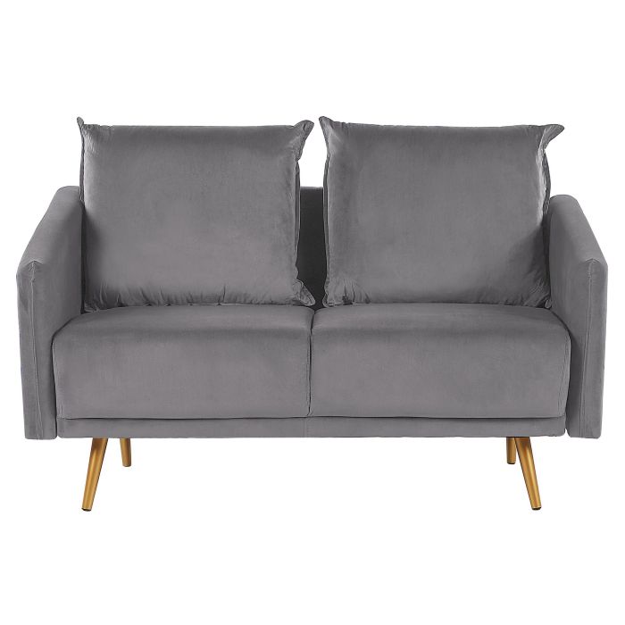 2 Seater Velvet Sofa Grey MAURA