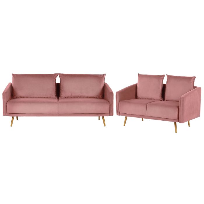 Velvet Sofa Set Pink MAURA