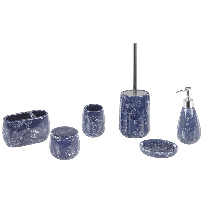 Ceramic 6-Piece Bathroom Accessories Set Blue ANTUCO