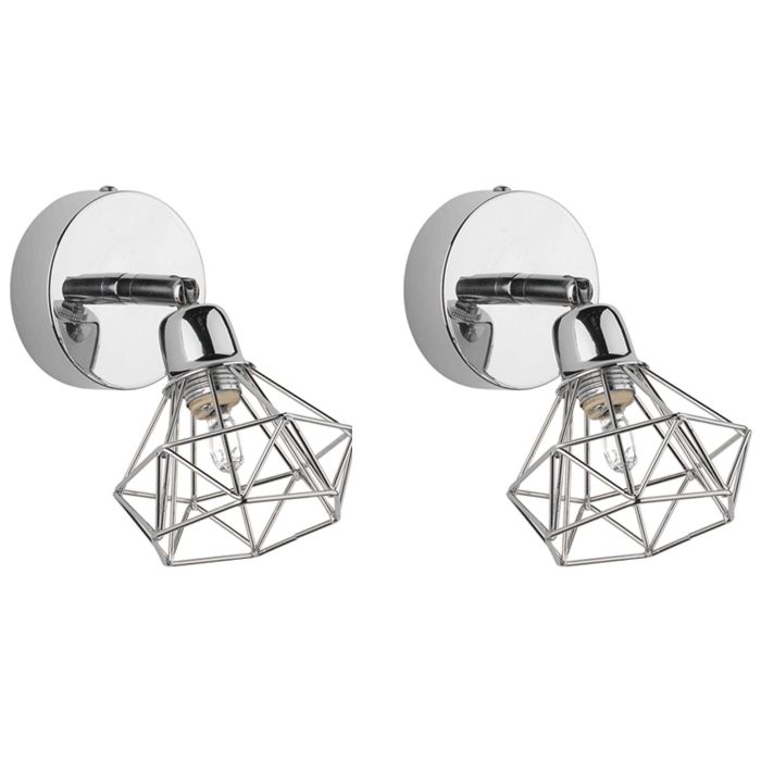 Set of 2 Metal Spotlight Lamps Silver ERMA