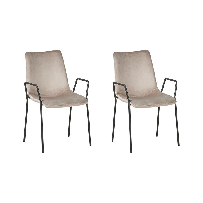 Set of 2 Velvet Dining Chairs Taupe JEFFERSON