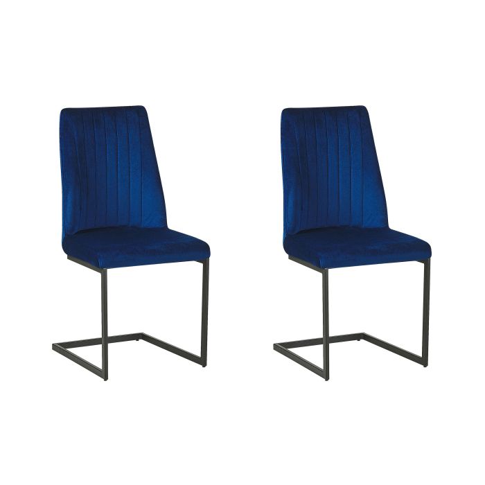 Set of 2 Velvet Dining Chairs Blue LAVONIA