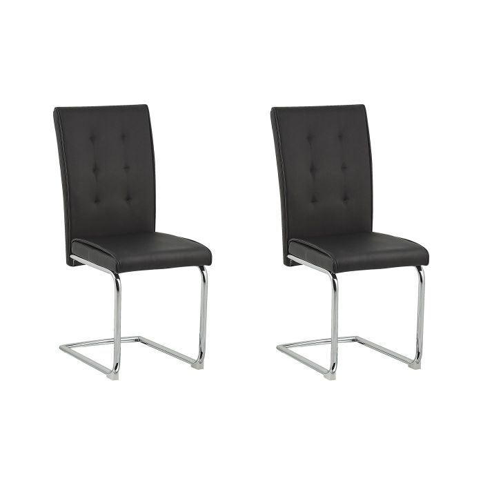 Set of 2 Faux Leather Dining Chairs Black ROVARD