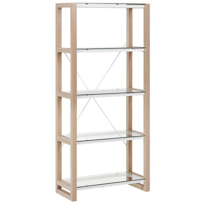4 Tier Bookcase White and Light Wood JENKS