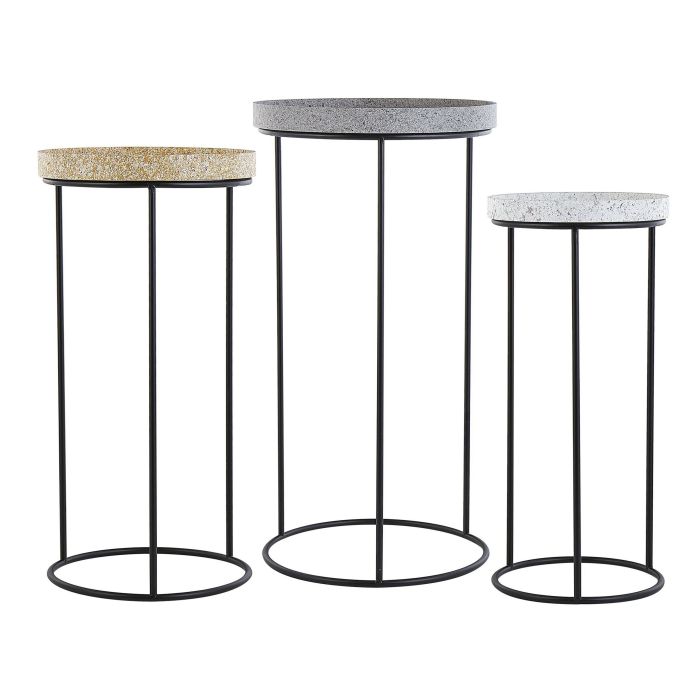 Set of 3 Side Tables Granite Effect TEXON