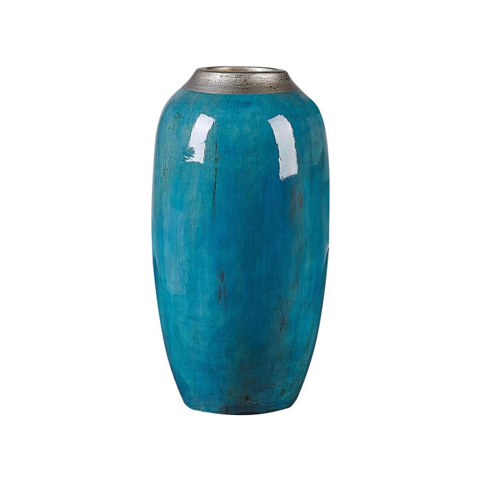 Terracotta Decorative Vase 42 Blue Silver