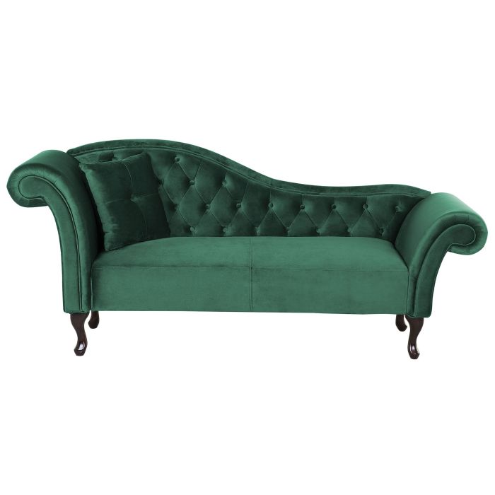 Left Hand Chaise Lounge Velvet Dark Green LATTES