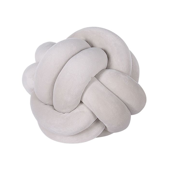 Velvet Knot Cushion 20x20cm Light Grey