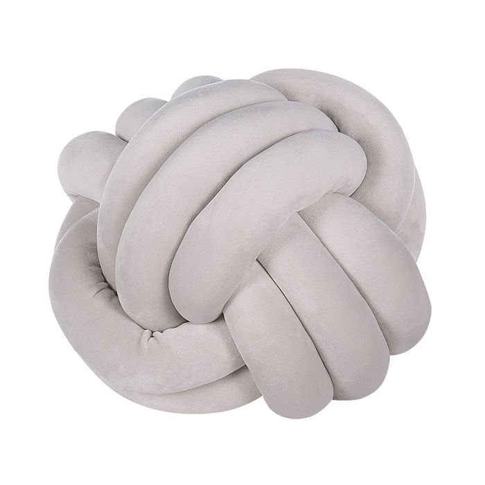 Velvet Knot Cushion 30x30cm Light Grey