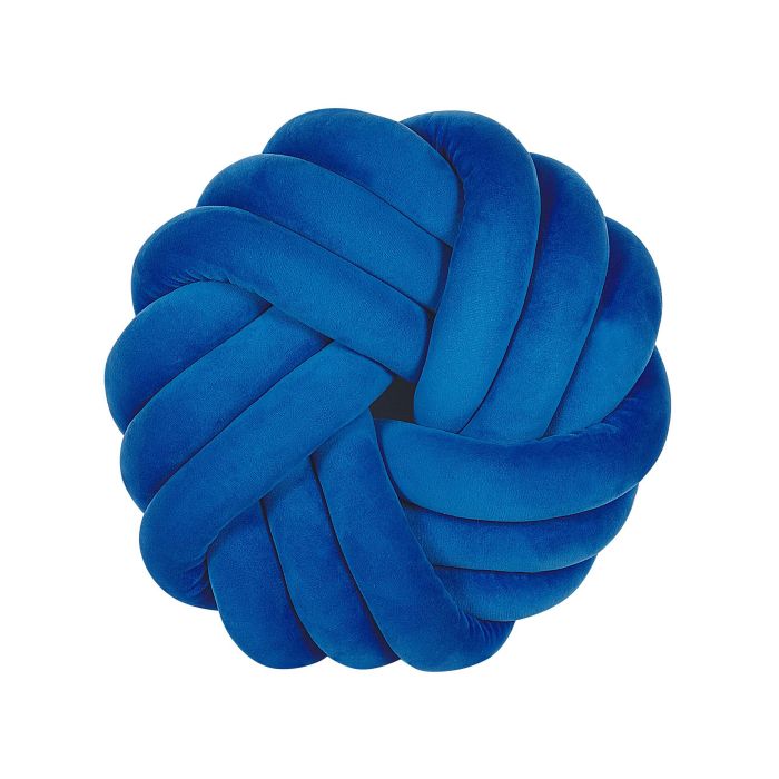 Velvet Knot Cushion 30x30cm Blue