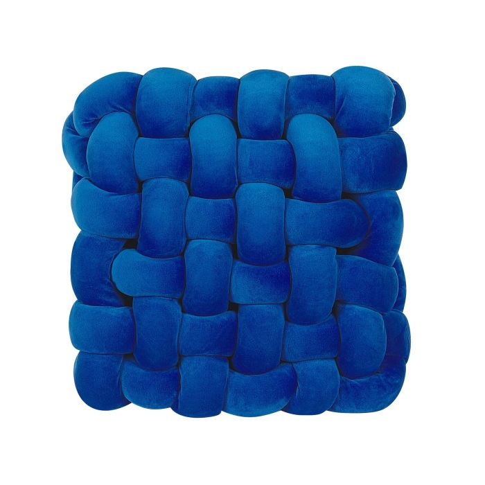 Velvet Knot Cushion 30x30cm Blue