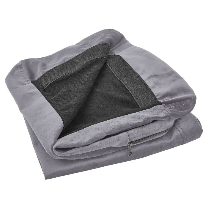 Velvet 2-Seater Sofa Cover Grey BERNES