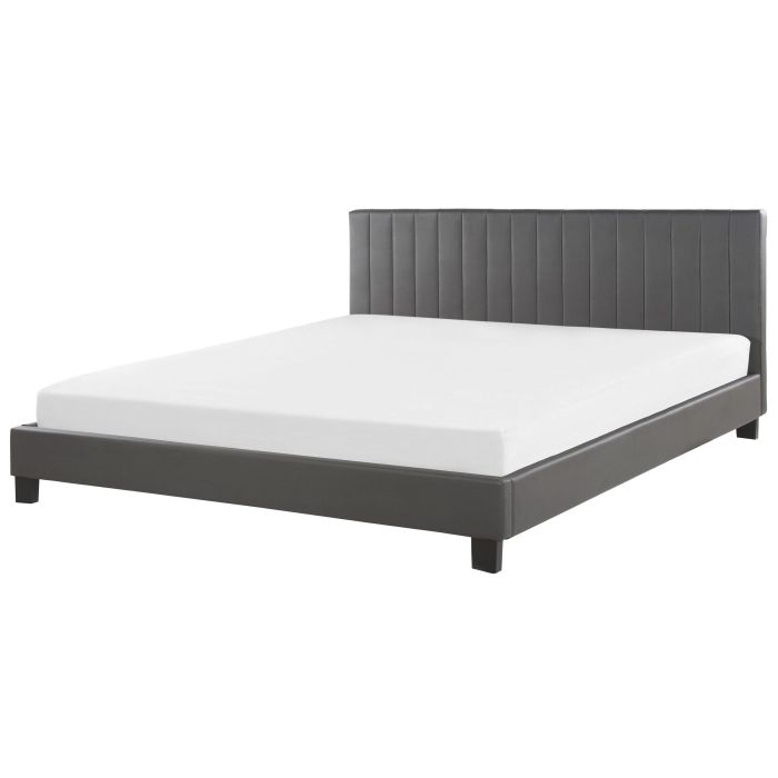 Faux Leather EU Super King Size Bed Grey POITIERS