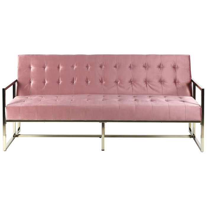 Velvet Sofa Bed Pink MARSTAL