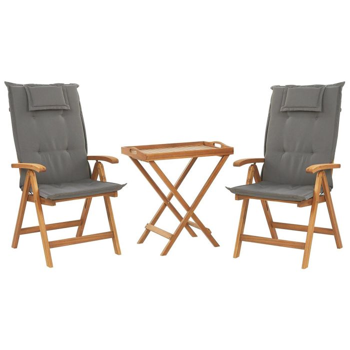 Acacia Wood Bistro Set with Graphite Grey Cushions JAVA