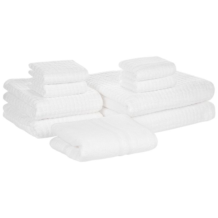 Set of 9 Cotton Towels White ATAI