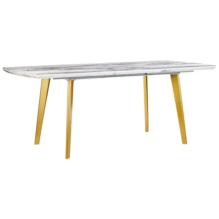 Extending Dining Table 160/200 x 90 cm Marble Effect with Gold MOSBY