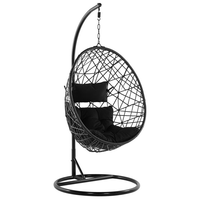 PE Rattan Hanging Chair with Stand Black ALATRI
