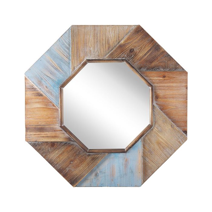 Octagonal Wooden Wall Mirror 77x77cm Multicolour