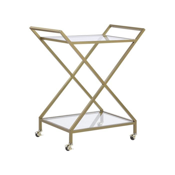 Metal Drinks Trolley with Glass Top Gold IVERA