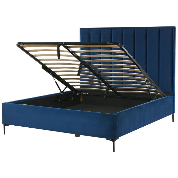 Velvet EU Double Size Ottoman Bed Blue SEZANNE