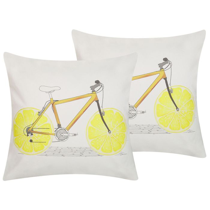 Set of 2 Cushions Bicycle Motif 45x45cm Multicolour
