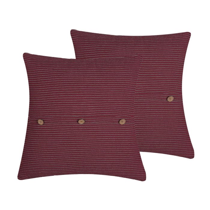 Set of 2 Cushions Striped 43x43cm Red