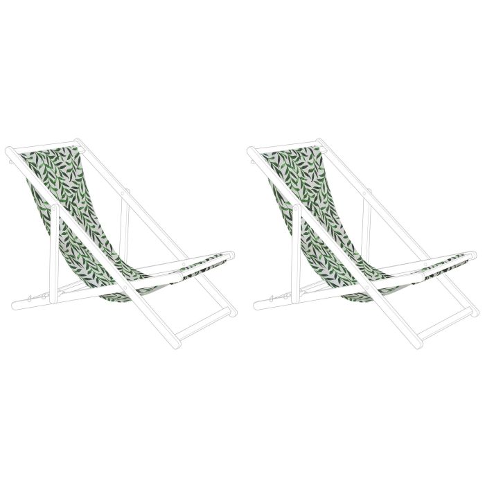 Set of 2 Sun Lounger Replacement Fabrics Leaf Pattern ANZIO / AVELLINO