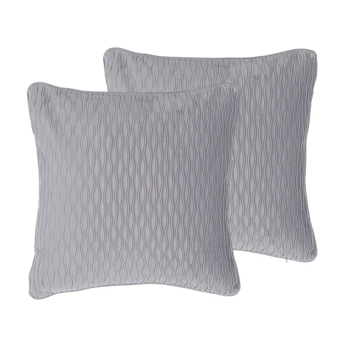 Set of 2 Embossed Cushions 45x45cm Grey