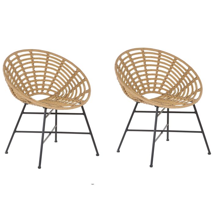 Set of 2 PE Rattan Accent Chairs Natural ACERRA