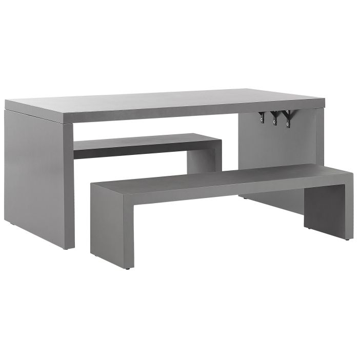 4 Seater Concrete Garden Dining Set U Shaped Table Grey TARANTO
