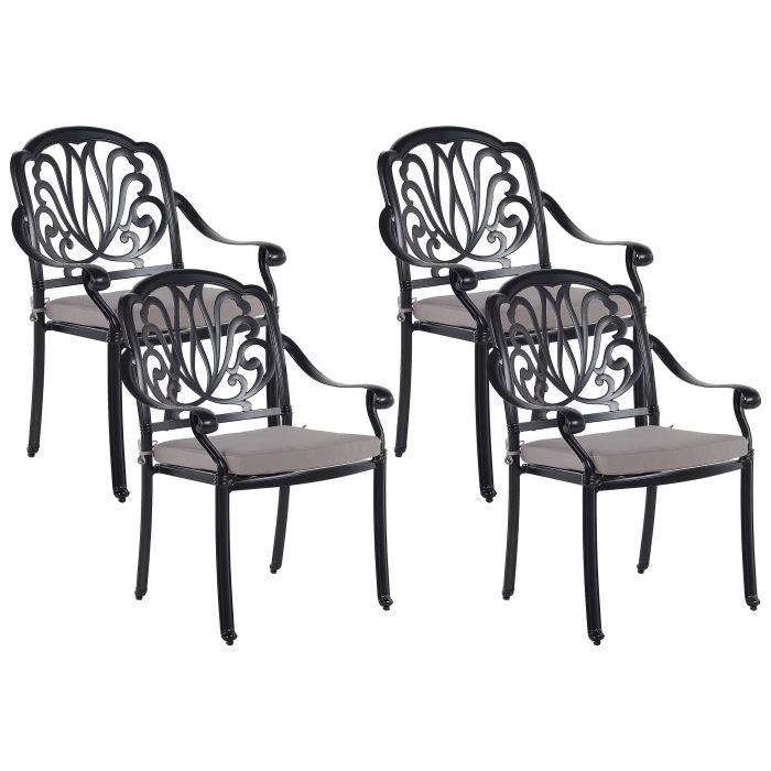 Set of 4 Garden Chairs Black ANCONA