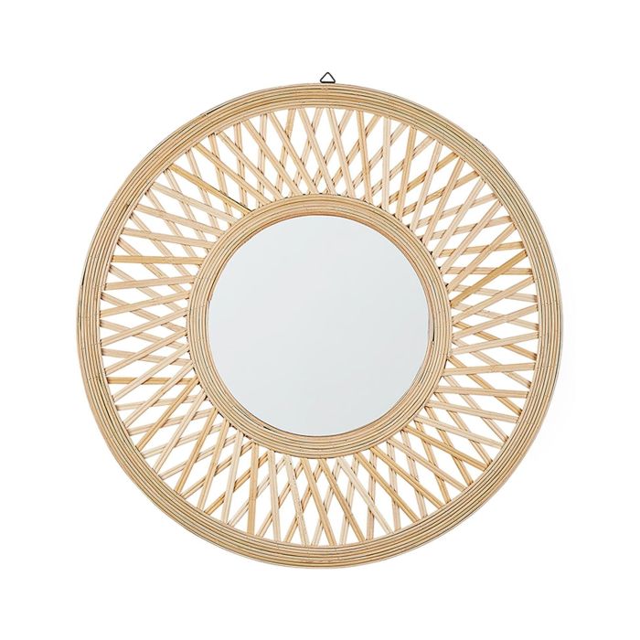 Round Bamboo Wall Mirror 60cm Natural