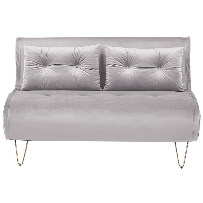 2 Seater Velvet Sofa Bed Grey VESTFOLD