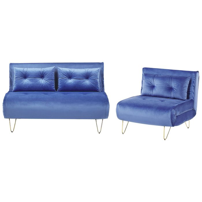 Velvet Sofa Set Navy Blue VESTFOLD